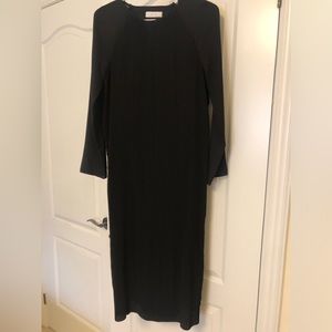 SPECIAL! Black vertical pleated textured midi dress, XS, fits like S